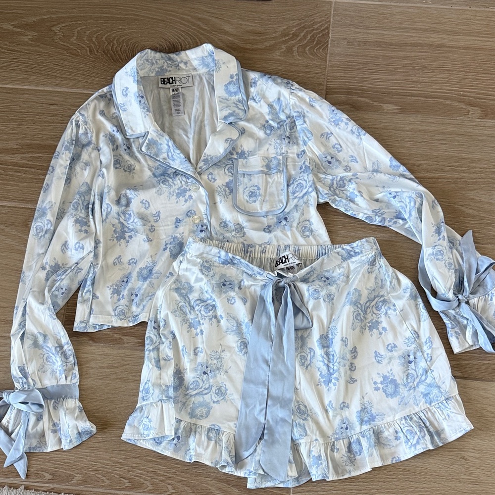 Beach Riot Blue and White Floral Pajama Set